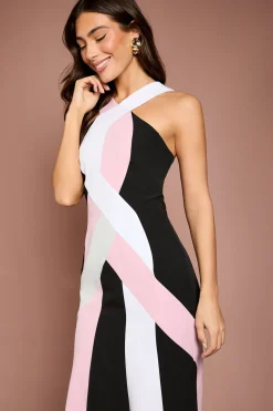 Robe Midi Color Block À Détail Croisé