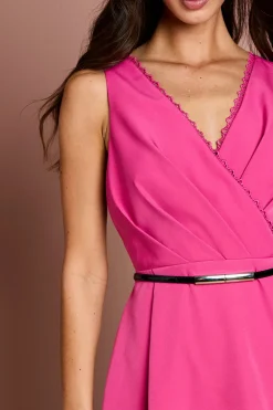 Robe Midi Col V Avec Bordure En Dentelle
