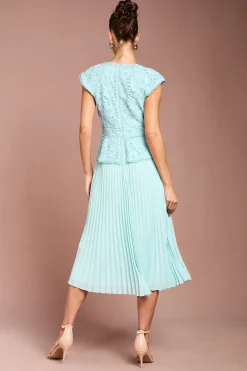 Coast Robe Midi à Col V avec Bustier en Dentelle et Basque<Femme Robes Mi-Longues|Satin Et Dentelle