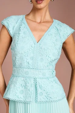 Coast Robe Midi à Col V avec Bustier en Dentelle et Basque<Femme Robes Mi-Longues|Satin Et Dentelle