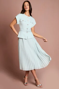 Coast Robe Midi À Corsage Ajusté Avec Boutons De Nacre Et Jupe Plissée<Femme Toutes Les Robes|Robes Mi-Longues