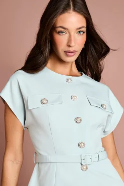 Coast Robe Midi À Corsage Ajusté Avec Boutons De Nacre Et Jupe Plissée<Femme Toutes Les Robes|Robes Mi-Longues