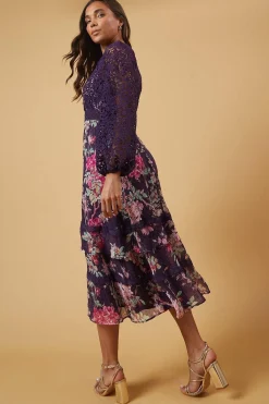 Oasis Robe Midi à Corsage en Dentelle Florale Petite Occasion<Femme Robes Mi-Longues|Satin Et Dentelle