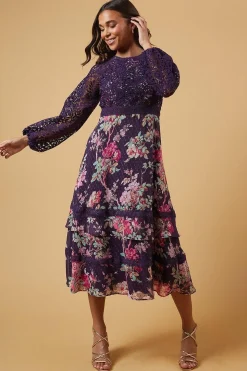 Oasis Robe Midi à Corsage en Dentelle Florale Petite Occasion<Femme Robes Mi-Longues|Satin Et Dentelle