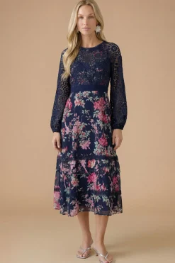 Oasis Robe Midi à Corsage en Dentelle Florale Petite Occasion<Femme Robes Mi-Longues|Satin Et Dentelle
