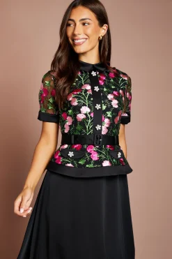 Coast Robe Midi À Corsage En Dentelle Manches Courtes Et Jupe En Satin<Femme Robes Mi-Longues|Satin Et Dentelle