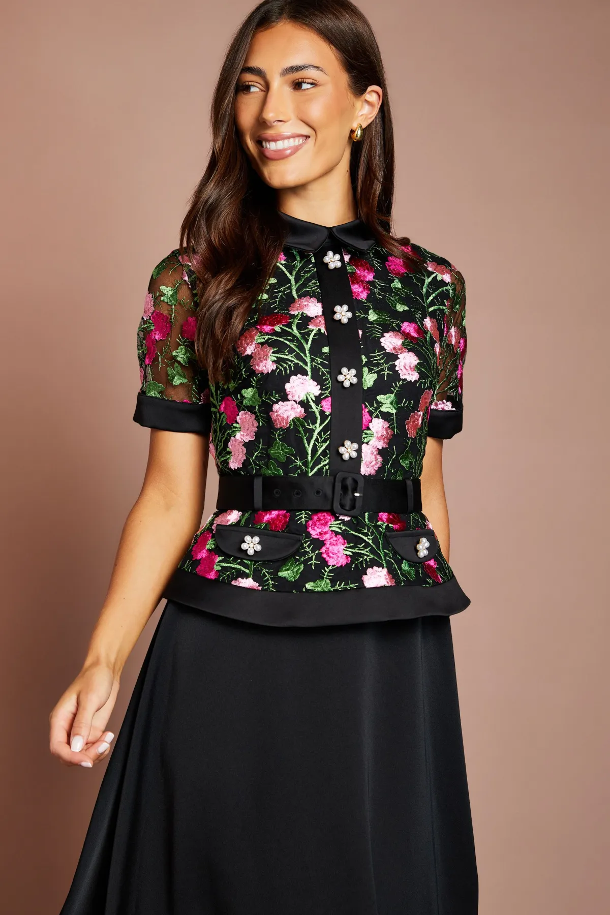 Coast Robe Midi À Corsage En Dentelle Manches Courtes Et Jupe En Satin<Femme Robes Mi-Longues|Satin Et Dentelle
