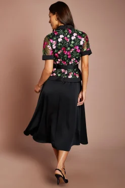 Coast Robe Midi À Corsage En Dentelle Manches Courtes Et Jupe En Satin<Femme Robes Mi-Longues|Satin Et Dentelle