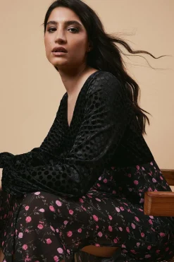 Robe Midi à Corsage Fleuri Pois pour Occasion