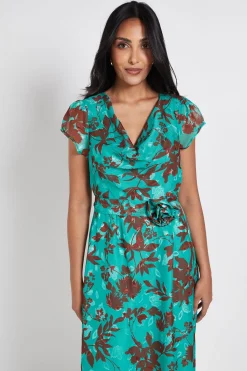 Wallis Robe Midi Corsage À Fleurs Dévorées Petite Taille<Femme Robes Mi-Longues|Robes À Manches Longues