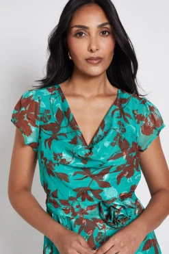Wallis Robe Midi Corsage À Fleurs Dévorées Petite Taille<Femme Robes Mi-Longues|Robes À Manches Longues