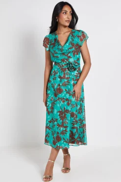 Wallis Robe Midi Corsage À Fleurs Dévorées Petite Taille<Femme Robes Mi-Longues|Robes À Manches Longues
