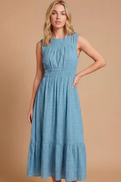Robe Midi À Corsage Froncé Ajusté