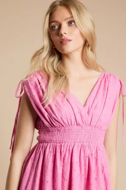 Dorothy Perkins Robe Midi À Corsage Froncé Avec Liens À Nouer<Femme Robes|Robes Mi-Longues
