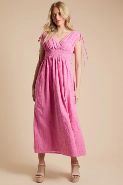 Dorothy Perkins Robe Midi À Corsage Froncé Avec Liens À Nouer<Femme Robes|Robes Mi-Longues