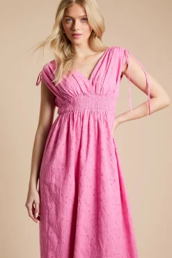 Dorothy Perkins Robe Midi À Corsage Froncé Avec Liens À Nouer<Femme Robes|Robes Mi-Longues