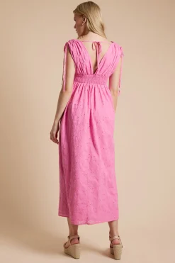 Dorothy Perkins Robe Midi À Corsage Froncé Avec Liens À Nouer<Femme Robes|Robes Mi-Longues