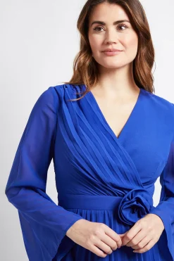 Wallis Robe Midi à Corsage Plissé et Manches Cape<Femme Toutes Les Robes|Robes Mi-Longues