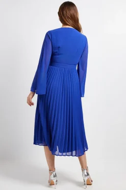 Wallis Robe Midi à Corsage Plissé et Manches Cape<Femme Toutes Les Robes|Robes Mi-Longues