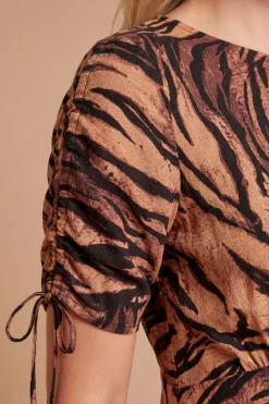 Robe Midi À Couture Empire Et Manches Froncées