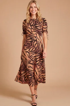 Robe Midi À Couture Empire Et Manches Froncées