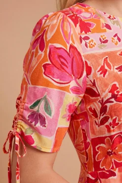 Robe Midi À Couture Empire Et Manches Froncées