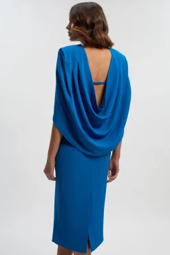KarenMillen Robe Midi Crayon Ajustée à Dos Drapé<Femme Tailleurs|Robes Mi-Longues