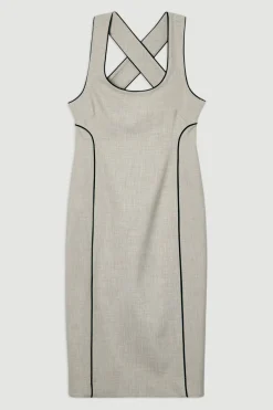 Robe midi crayon ajustée Marl à extrémités contrastées