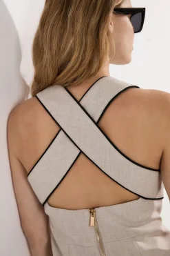 Robe midi crayon ajustée Marl à extrémités contrastées