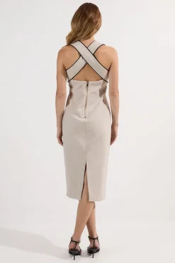 Robe midi crayon ajustée Marl à extrémités contrastées