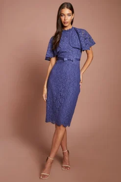 Coast Robe Midi Crayon Ceinturée Avec Haut Cape En Dentelle<Femme Robes Mi-Longues|Satin Et Dentelle