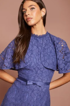 Coast Robe Midi Crayon Ceinturée Avec Haut Cape En Dentelle<Femme Robes Mi-Longues|Satin Et Dentelle