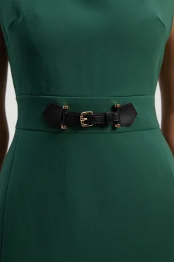 Robe Midi Crayon Compacte Essentielle à Taille Patte