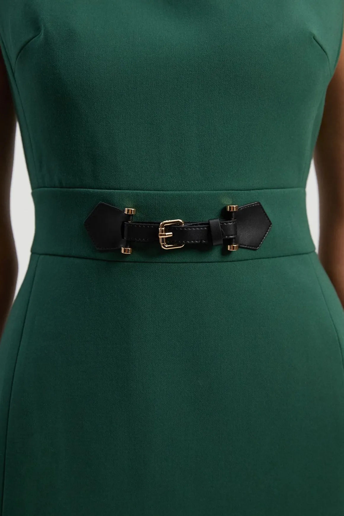 Robe Midi Crayon Compacte Essentielle à Taille Patte