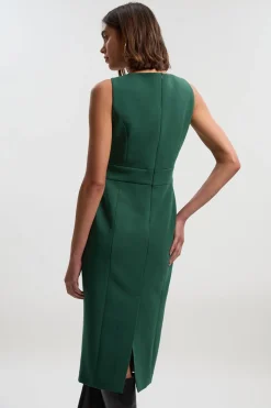 Robe Midi Crayon Compacte Essentielle à Taille Patte