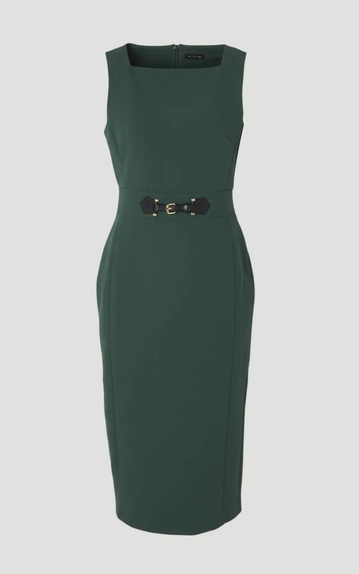 Robe Midi Crayon Compacte Essentielle à Taille Patte