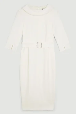 Robe midi crayon en crêpe structurée sur mesure