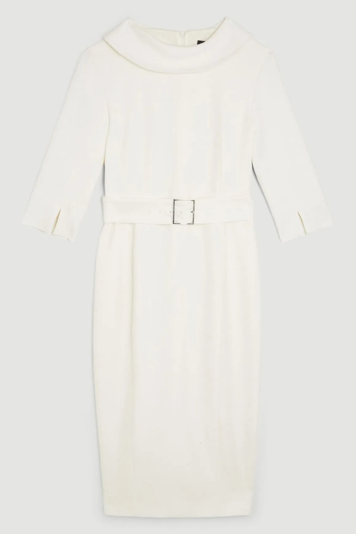 Robe midi crayon en crêpe structurée sur mesure