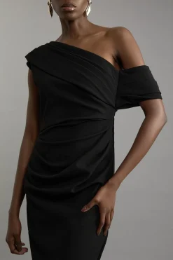 KarenMillen Robe Midi Crayon Structurée en Crêpe Asymétrique Sur Mesure<Femme Tailleurs|Robes Mi-Longues