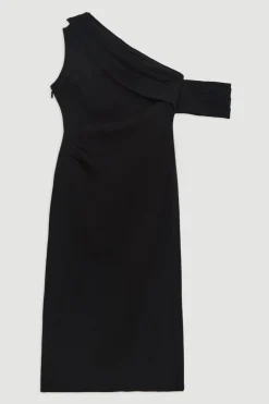 KarenMillen Robe Midi Crayon Structurée en Crêpe Asymétrique Sur Mesure<Femme Tailleurs|Robes Mi-Longues