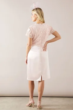 Robe Midi Crayon à Superposition de Dentelle Petite Taille