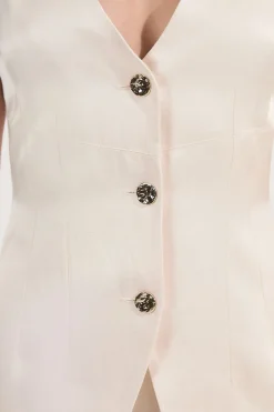 KarenMillen Robe midi crayon à volants en viscose et lin haut de gamme coupée sur mesure<Femme Tailleurs|Toutes Les Robes