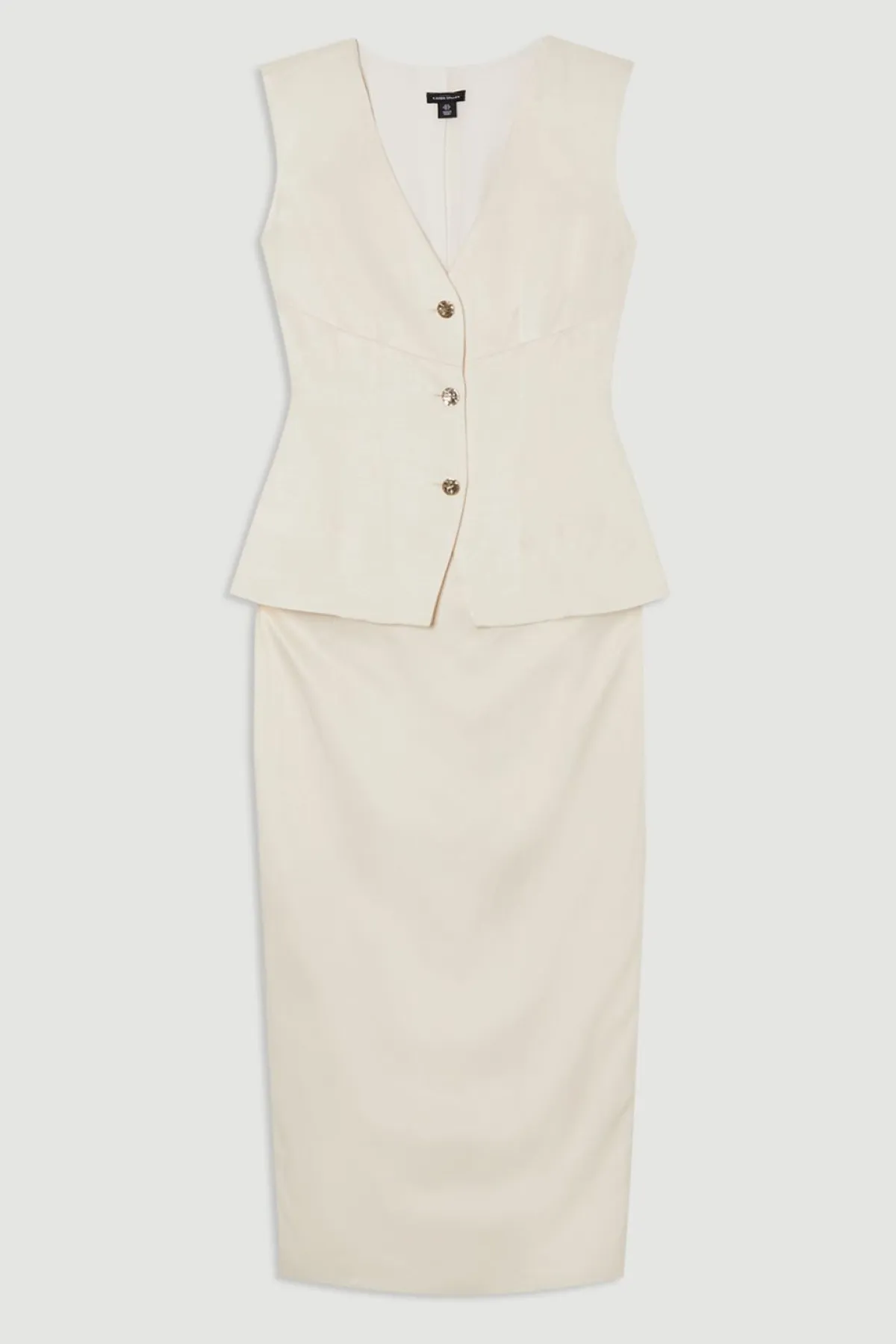 KarenMillen Robe midi crayon à volants en viscose et lin haut de gamme coupée sur mesure<Femme Tailleurs|Toutes Les Robes