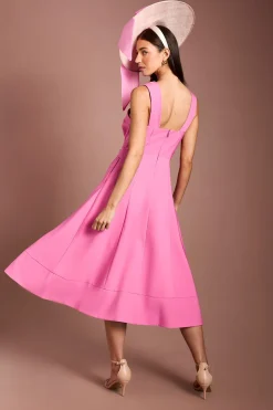 Robe Midi Crêpe Ceinturée À Encolure Croisée Lisa Tan