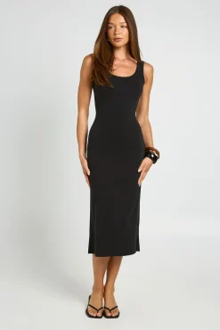 Robe Midi Côtelée Ultra Douce Col Rond Premium
