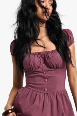Robe Midi de Fermière à Manches Bouffantes