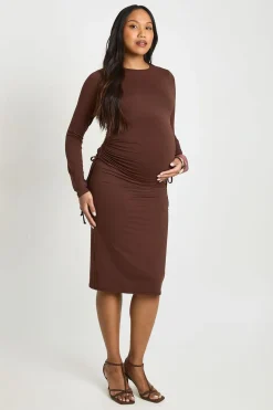 Robe Midi De Maternité Avec Fronces Latérales