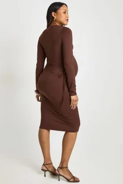Robe Midi De Maternité Avec Fronces Latérales