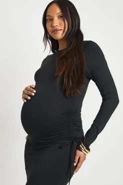 Robe Midi De Maternité Avec Fronces Latérales