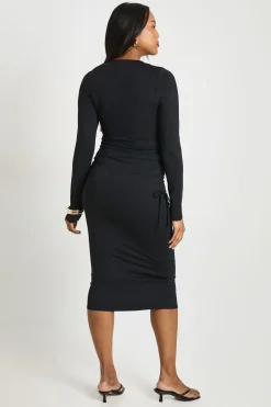 Robe Midi De Maternité Avec Fronces Latérales